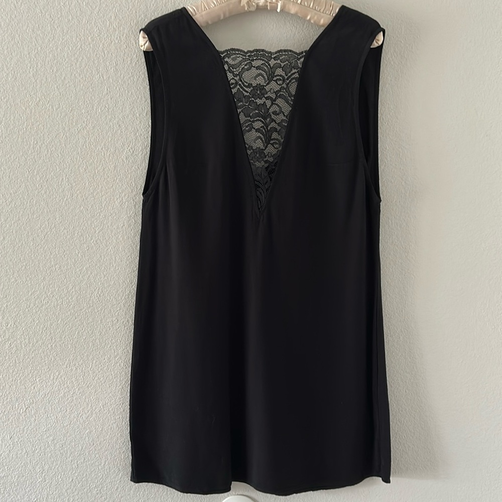 Reformation Black Lace-Trim Mini Dress